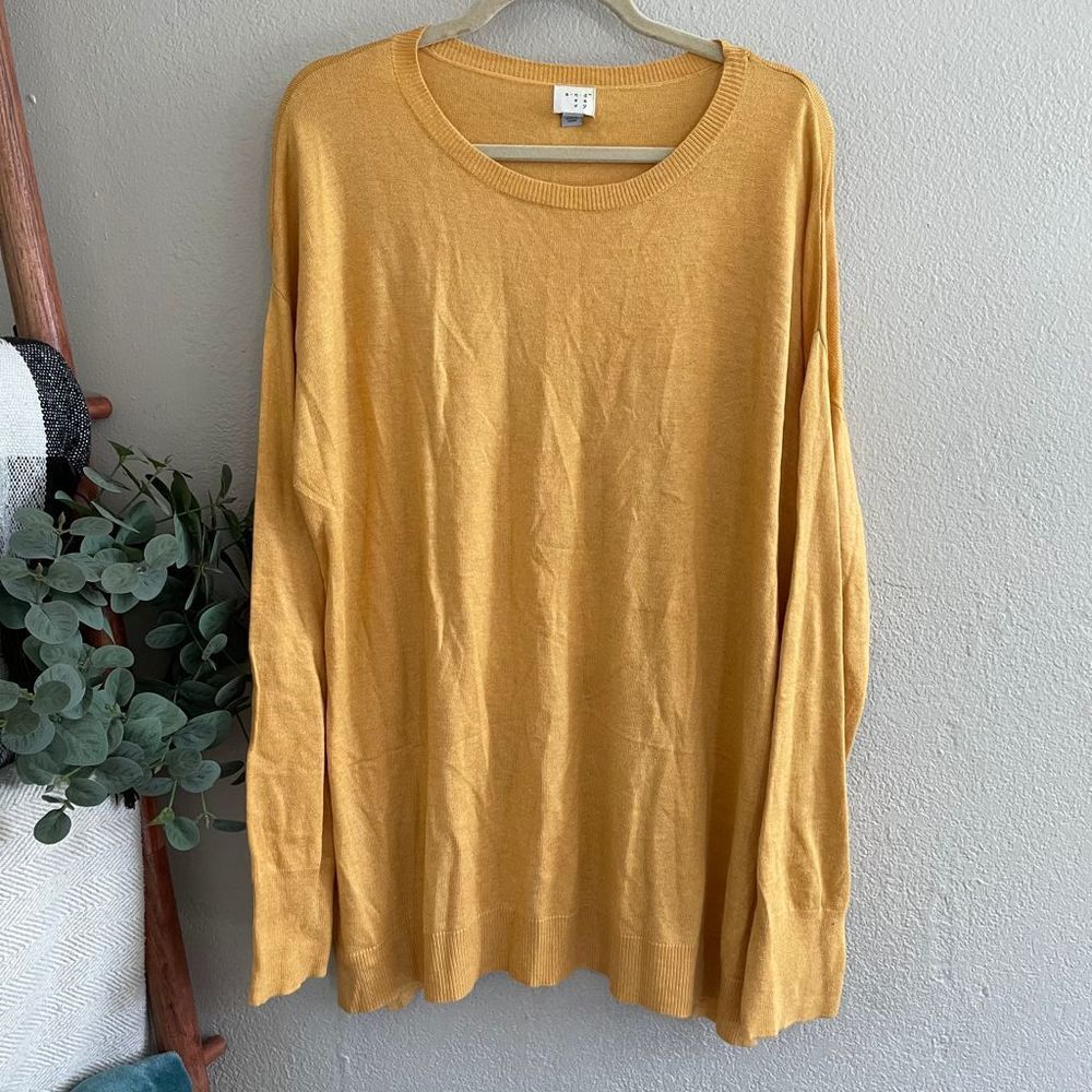 A new day Long Sleeve Sweater Top Gold 2X